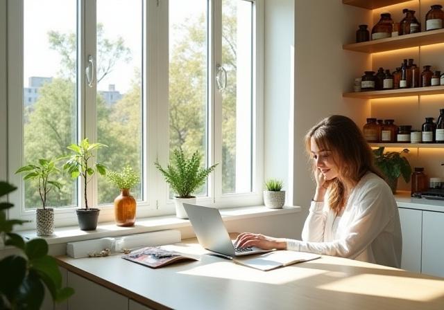 A serene herbalist office in New York